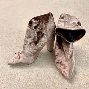 Pink velvet boots